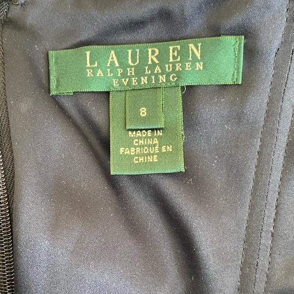 Lauren Ralph Lauren Evening Navy Blue Sheer Crossover Maxi Dress Womens Size 8 - Picture 6 of 8